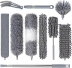 Dusters for Cleaning, Feather Duster Set, 10PCS Duster with Extension Pole Up to 100'' - Extendable, Bendable, and Washable for Ceilings, Chandeliers, and Furniture