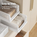 Proarea 5 Pack Stackable Plastic Storage Basket Closet Organizer Bin Foldable Clothes Organizer Storage Drawer Shelf Container for Living room Bathroom Kitchen Office (3L+2S), White, YG-3L2S