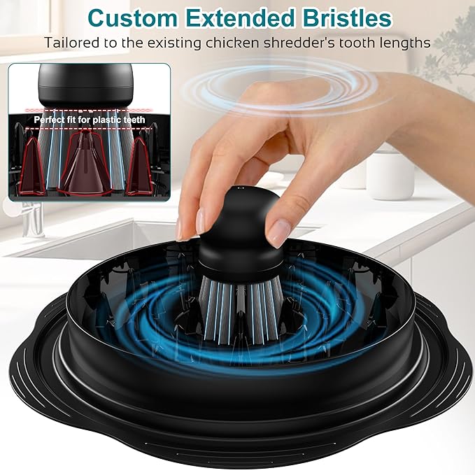 Mini Dish Brush for Cleaning Chicken Shredder, Palm Brush Dish Scrubber with Ergonomic Grip, Kitchen Brush for Washing Dishes, Pans, Pots, Sink (4, Black)