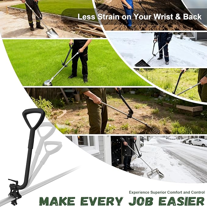 Universal Extension Handle Attachment for Snow Shovel, Weedeater, String Trimmer, Shovel, Rake & More, Back Saving Attachment for All Gardening Tools, Home Tool Gifts for Men