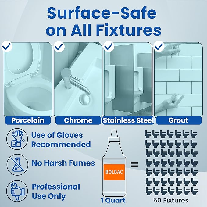 Brodi BolBac Heavy Duty Toilet Bowl Cleaner, High-Power 25-30% HCI Formula, Fast Lime & Rust Removal, Fixture-Safe, Removes Odor-Causing Build-Up (Pack of 1)