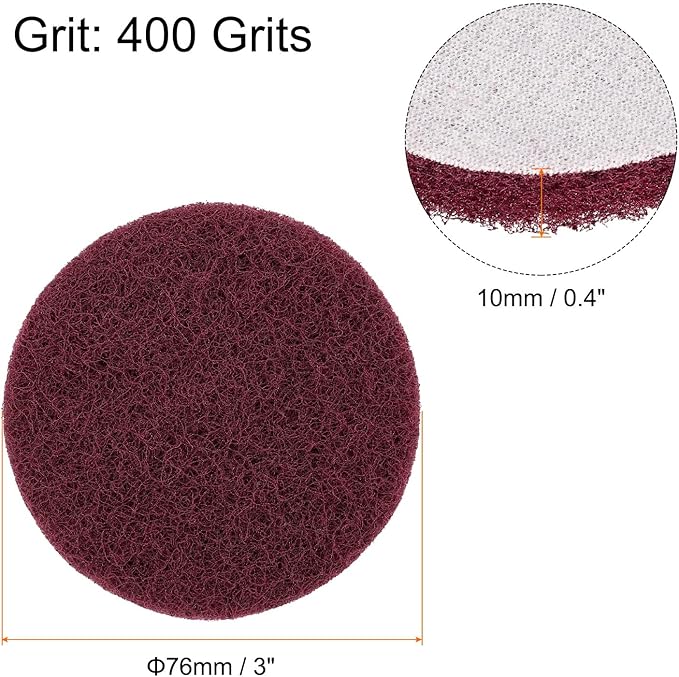 HARFINGTON 20pcs Scrubber Scouring Pads 400 Grits 3 Inch Drill Power Brush Hoop and Loop Surface Conditioning Disc Drill Scuffing Disc Scrub Pads for Home Kitchen Cleaning, Red