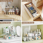 Clear Plastic Storage Bins with Dividers for Kitchen Pantry Organization, 6 Pack Large Thicken Stackable Storage Drawer Boxes for Refrigerator Cabinets Vanity Organizers and Storage, C6-4