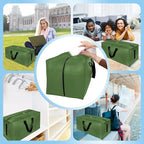 HOMESURE 8 Pack Large Strong Moving Bags with Zippers & Carrying Handles - Water-Resistant - Heavy Duty Storage Tote for Space Saving, Fold Flat, Alternative to Moving Box (Olive Green)