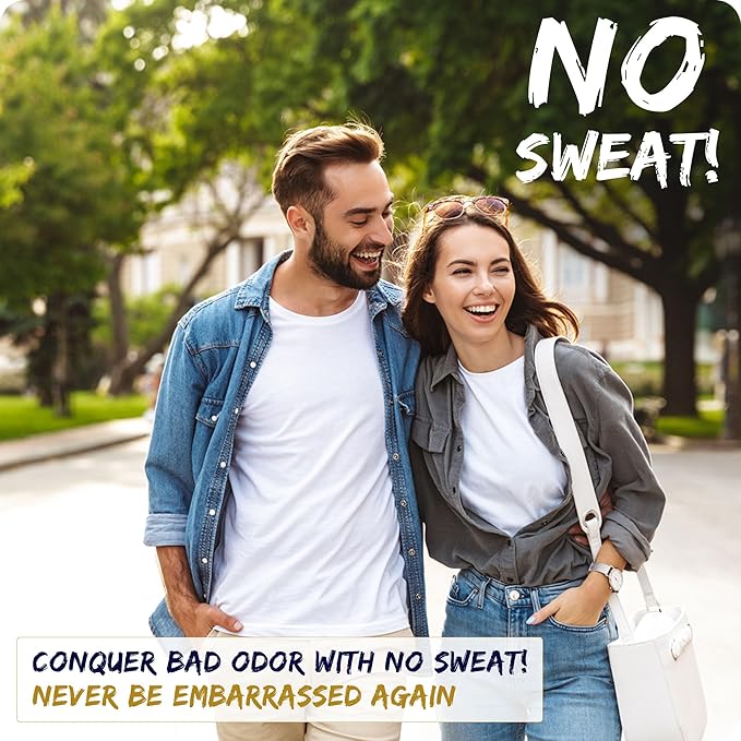 NO SWEAT! Ultra Long Lasting Sweat and Body Odor Protection, 98% Natural Ingredients, Hypoallergenic & Clinically Tested, Alcohol-Free & Fabric Safe, 20x Longer Duration, Created from Science (50mL)