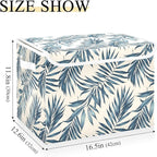 senya Large Storage Bins with Linen Collapsible Foldable Storage Cubes Fabric Closet Organizer Containers box with Flip-Top Lid for Home Bedroom Office 16.7 x 12.6 x 11.8in (Tree)