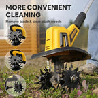 Alloyman 20V Cordless Tiller Cultivator, 360RPM Electric Garden Tiller, with 2 * 2.0Ah Batteries & Charger, 9In Tilling Width and 6.6In Depth Garden Rototiller for Lawn/Gardening/Soil Cultivation