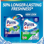 Purex Fresh Mountain Breeze Laundry Detergent Pacs, 66 Count, Pre Measured Pacs