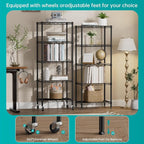 SINGAYE 5 Small Shelf Storage Wire Shelves Closet Bathroom Organizers Metal Pantry Kitchen Garage Shelving Unit Laundry Room Organization Home Narrow Rack Net Basket with Wheels Black