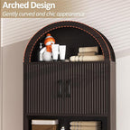 Spurgehom Over The Toilet Storage Cabinet, Bathroom Shelf Organizer Freestanding, Bathroom Arch Cabinet Over Toilet with Toilet Paper Holder and Anti-Tipping Device (Narrow Style-Coffee)