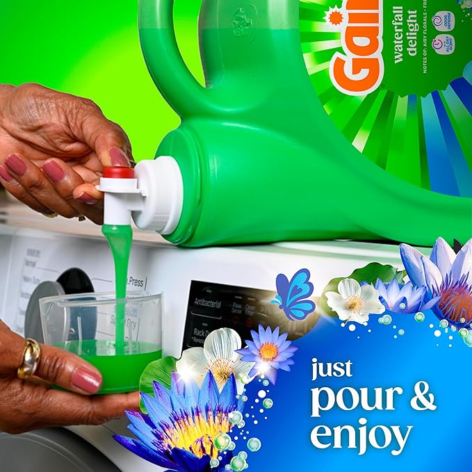 Gain Ultra Oxi Liquid Laundry Detergent, Waterfall Delight Scent, 177 fl oz, Freshness + Odor Fighting, High Efficiency Washing Machine Liquid Cleaning Soap, 134 Loads (Packaging May Vary)