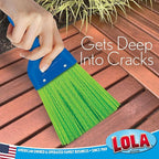 LOLA Heavy Duty Whisk Broom, Hand Brush, 2 Pack Durable Bristles, Whisks Away Dirt & Debris, Compact, Hang Hole for Easy Storage, Indoor/Outdoor
