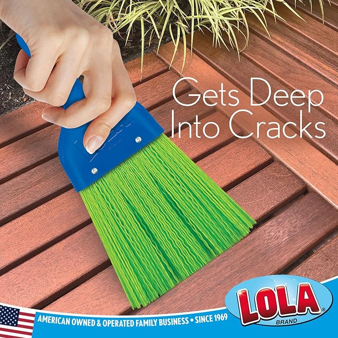 LOLA Heavy Duty Whisk Broom, Hand Brush, Durable Bristles, Whisks Away Dirt & Debris, Compact, Hang Hole for Easy Storage, Indoor/Outdoor, 1 Pack