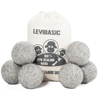 Wool Dryer Balls 6 Pack XL, Genuine New Zealand Wool to Core, 100% Organic Fabric Softener Alternative, Baby Safe & Chemical Free, Reduce Wrinkles & Shorten Drying Time (Grey-6pcs)