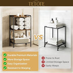 TETOTE 3-Tier Towel Rack, M-Shaped Detachable Dividers Metal Towel Storage Organizer for Bathroom, Laundry, Pool, Free Standing