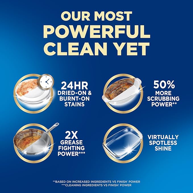 Finish Ultimate Quantum Infinity Shine Dishwasher Pods, New & Improved Formula, Dishwasher Detergent Dish Soap, Removes Burnt-On & Dried-On Stain, Degreasing, Scrubbing, & Shining Power, 62 Count