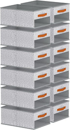 Homsorout Drawer Organizers and Storage - 12 Pack Foldable Pants Organizer with Clear Window & Handles, Fabric Closet Organizer for Clothes, Jeans, Sweaters, Towels, T-shirt, Scarf (Ant Light Gray)