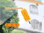 Heavy Duty Duster Refills, Disposable Dusters Kit for Cleaning Dusting Furniture Blind Ceiling Fan, Multi Surface 360 Feather Duster(10)+3FT Extended Handle（1） (Orange)