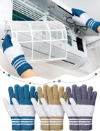 Patelai 3 Pairs Microfiber Plant Dusting Gloves Leaf Cleaning Gloves for Indoor Plants, Blinds, Furniture, House (Dark Blue,Gray,Khaki,White,Medium)