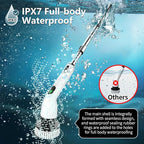 TUYU Electric Spin Scrubber, Full-Body IPX7 Waterproof Bathroom Scrubber,4 Replacement Head for Adjustable Extension Handle Electric Cleaning Brush for Bathroom, Tub, Tile