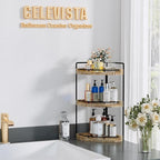 Corner Bathroom Counter Organizer, 3 Tier Bathroom Storage Countertop for Skincare, Sink Shelf for Kitchen Decor, Vanity, Dresser, Makeup, Gift(Rustic Brown)
