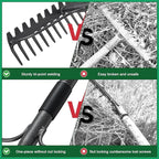 63'' Bow Rake ，17 Tines Metal Head Rakes with Stainless Steel Handle，Heavy Duty Garden Rake for Loosening Soil Gathering Leaf Leveling Lawn Farming Land Management Yarn Thatch Rake