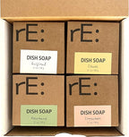 RE: REKURATOR Dishwashing Soap with Loofah Sponge – Eco-Friendly, Gentle, Plant-Based Dish Bar, No Artificial Dyes or Fragrance 4 pk (Cinnamon, Citrus, Unscented and Rosemary)