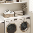 Furinno RAVEL Washer Dryer Countertop, Washer and Dryer Topper, with Edge Rails, Anti Slip Pads, 27.5 D x 54 W, for Laundry Room Organization and Storage, White