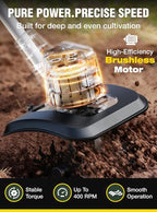 21V Cordless Tiller Cultivator, 400RPM Electric Rototiller with 48 Steel Tines, 4.0Ah Battery Powered Garden Tiller with 8-inch Width and 6-inch Depth, Tiller for Gardening and Soil - Yellow