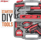 Hi-Spec 35pc Red Tool Kit with 3.6V USB Electric Screwdriver and Drill Set. Complete Basic Tool Set