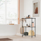IZEUK 3 Tier Metal Wire Shelving Rack Storage Shelves for Kitchen, Bedroom, Living Room or Laundry Room, Black, 17.7" W x 11.8" D x 28.8" H