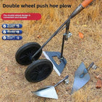 Weeding and Planting Double Wheels Hoe, Multi-Functional Soil Loosening/Trenching/Weeding Hand-Pushed Wheel Hoe Tools, Power-Assisted Weeding Scarifying Hoes, Tiller Gardens and Beds Tools