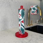 Reusable Paper Towels - 10 Pack - Roll of Washable Cotton Cloth Paper Towels - Paperless Reusable Napkins Cloth Washable - Absorbent + Long Lasting - Zero Waste Products - (Holly Jolly)