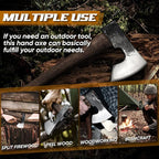Dream Reach Hatchet Axe 14.5" Camping Hatchet with Sheath Bushcraft Axe with Carbonized Handle, Hand Forged Carving Axes, Splitting Hatchets for Chopping Wood, Gardening, for Men