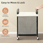 STORAGE MANIAC Rolling Laundry Hamper with Wheels 1-Section Laundry Sorter Rolling Laundrys Basket on Wheels with Removable Bag Clothes Hamper Laundrys Organizer Cart Bathroom Bedroom 90L Beige