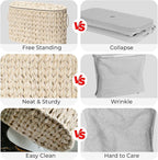 GRANNY SAYS Toilet Paper Storage Basket with Lid, Freestanding Toilet Paper Holder, Bathroom Organizers and Storage, Wicker Basket for Bathroom Storage, Butter Milk