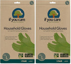 If You Care Latex Gloves,Large – – For Gardening,Dishwashing,Cleaning Kitchen and Bathroom-– 100% Cotton Lined,Reusable for Women and Men,Green,(Pack of 2)