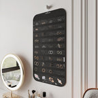 2 Pack Hanging Jewelry Organizer 80-Pocket Dual-sided Jewelry Storage for Earring Necklace Bracelet Ring Travel Holder, Black and Beige