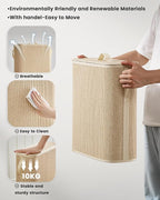 Bamboo Toilet Paper Storage Basket with Lid & Handle - 32L Large Capacity Handwoven Bathroom Organizer for 16 Rolls - Sturdy Stand Holder for Toilet Paper Organization, Light Natural