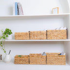 Set of 6 Wicker Storage Basket, Water Hyacinth Storage Baskets, Wicker Storage Baskets for Shelves (Combo 2 Sets SML)