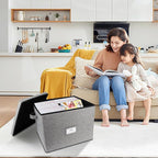 Lukeline Magazine Storage Box,Collapsible Fabric Magazine Holder with Handles, Stackable Magazine File Holder for Files, Books, Newspapers, Documents