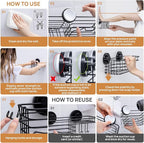 LEVERLOC Shower Caddy Suction Cup, 3 Pack Heavy Duty Bathroom Organizer for Inside Shower with Hooks & Soap Holder, Removable Bathroom Organizer, Rustproof Black Holder Storage Black