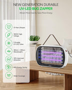 Buzbug Upgraded LED Bug Zapper Indoor, 10 Years Lifespan 3 Lamps Sustainable Less Power, 3800V Powerful Electric Mosquito Zapper, Durable Fly Trap Mosquito Trap, Fly Killer Fly Zapper (White)