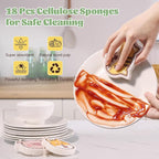 JOYMOOP Cartoon Kitchen Sponge, Non-Scratch Sponges for Dishes, Natural Cellulose Sponges for Cleaning, Reusable Sponge for Household Cleaning - 18 Pcs Mixed Pattern (Kitten, Doggy and Piggy)