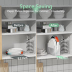 4Pcs Paper Plate Dispenser for 6-9.5 Inch Disposable Plates, Space-Saving Plastic, Foam and Paper Plate Storage Organizer for Cabinet, Countertop, RV or Outdoor (Transparent)