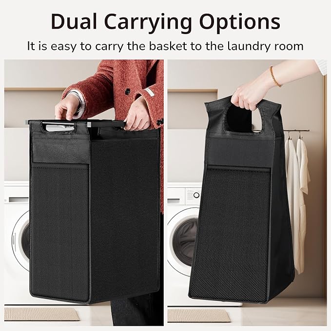 Laundry Hamper with Shelf, Laundry Basket with 2 Pull-Out Removable Bags, 2 x 13.1 Gallons(99L), Metal Frame, Lockable Wheels, for Laundry Room and Bedroom