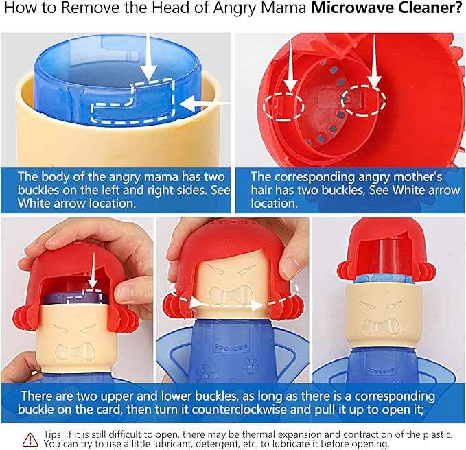 Abnaok Microwave Cleaner, 2 PCS Angry Mama Microwave Cleaner Microwave Oven Steam Cleaner Easily Clean in Minutes Cleans Add Vinegar and Water for Home or Office with English Manual