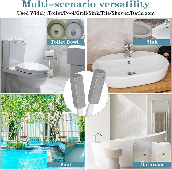 20Pcs Pumice Stone for Cleaning, Pumie Scouring Stick with Handle, Toilet Stone Brush Block, Hard Water Stain Remover for Toilet, Bathtubs, Sinks, Swimming Pools, Grills