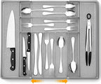 1 Pcs Utensil Drawer Silverware Organizer, Metal Mesh Expandable 13" ~24" Kitchen Drawer Organizer, 7-9 Slots Cutlery Tray Dividers for Kitchen Flatware Christmas Housewarming Gift (Sliver)