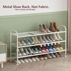 LINZINAR Shoe Rack Long 3 Tier Shoe Storage Organizer Metal Wide Shoe Shelf for Closet Entryway Bedroom 24 Paris Large Capacity, Black (White, 3-Tier)